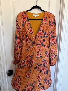 Beyond the Radar Mustard Floral Mini Dress